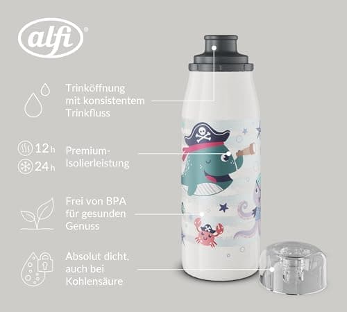 ALFI Kids ISO BOTTLE 350ml - Idas Schule der Magischen Tiere - Isoliertrinkflasche Kinder Edelstahl - hält 12 Stunden he