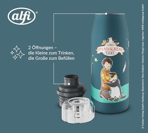 ALFI Kids ISO BOTTLE 350ml - Idas Schule der Magischen Tiere - Isoliertrinkflasche Kinder Edelstahl - hält 12 Stunden he