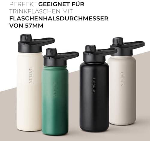 Vinsun Ersatz-Deckel Set für Edelstahl Trinkflaschen - Strohhalme passend 500ml/750ml/1000ml - auslaufsicher Reinigungsb