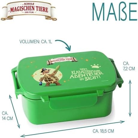 AWAVE Henrietta Snackbox Brotdose Kinder rPET Grün – Unterteilung, Auslaufsicher, Pausenbox für Schule und Picknick