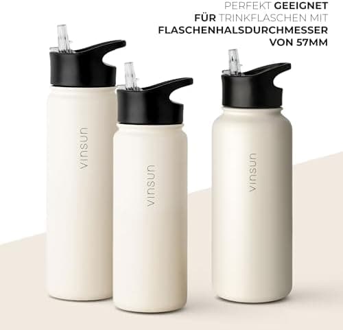 Vinsun Ersatz-Deckel Set für Edelstahl Trinkflaschen - Strohhalme passend 500ml/750ml/1000ml - auslaufsicher Reinigungsb
