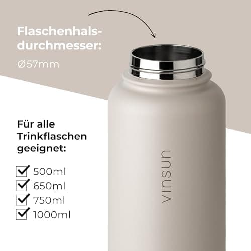 Vinsun Ersatz-Deckel Set für Edelstahl Trinkflaschen - Strohhalme passend 500ml/750ml/1000ml - auslaufsicher Reinigungsb