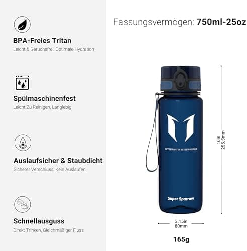 Super Sparrow BPA-frei Wasserflasche - 500ml - Ideale für Sport und Outdoor - Nachhaltig ClimatePartner certified