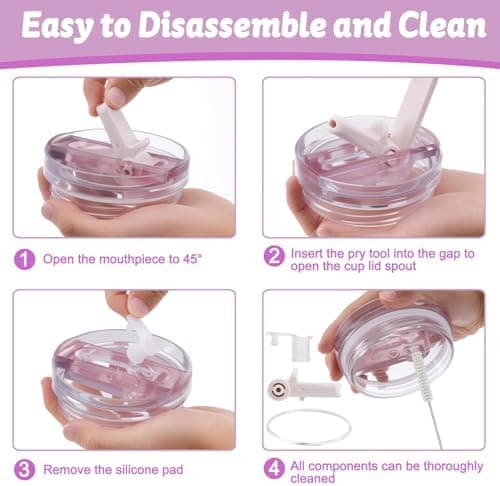 Stanley Cup Deckel Auslaufsicher Dicht + Stanley Flip Straw Deckel + 360°-Reinigung (A-Rose Quartz, 40oz/1.18L)  
Stanle