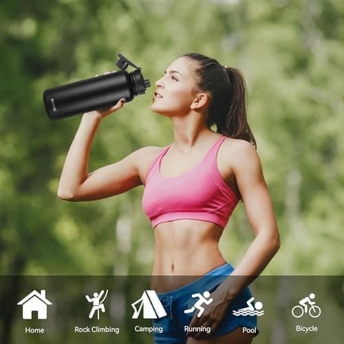 Edelstahl Trinkflasche 1.2L BPAfrei-Thermoskanne-Vakuum Doppelwandisolierung für Sport Campings-Reise-Kohlensäure Geeign