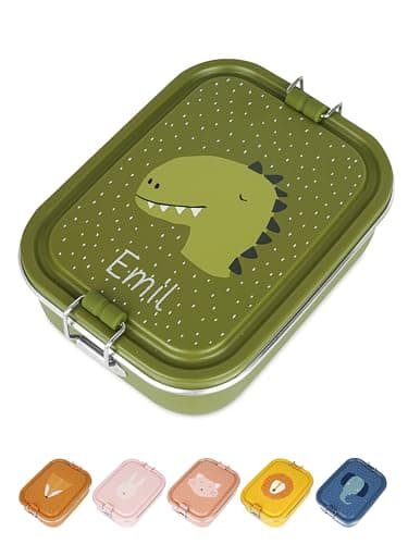 Wunderwunsch TRIXIE Edelstahl Lunchbox für Kinder, individuell mit deinem Namen persönliche Fuchslunchbox, perfekt zur E