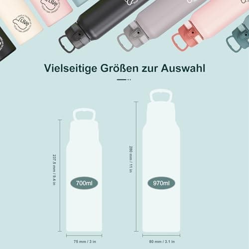 Thermosflasche UZSPACE Waldgrün Kinder 700ml Isolierte Edelstahl Trinkflasche 100% Auslaufsicher Outdoor Fitness Schule