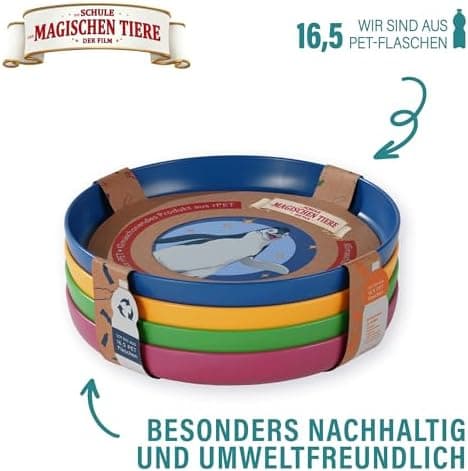 AWAVE Die Schule der Magischen Tiere Kinder Teller Set 4-teilig 18,5 cm rPET Geschirr ohne Melamin für Jüngste Rabe Henr