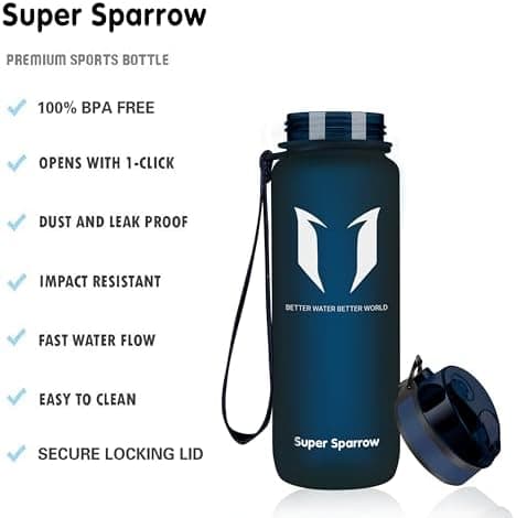 Super Sparrow BPA-frei Wasserflasche - 500ml - Ideale für Sport und Outdoor - Nachhaltig ClimatePartner certified