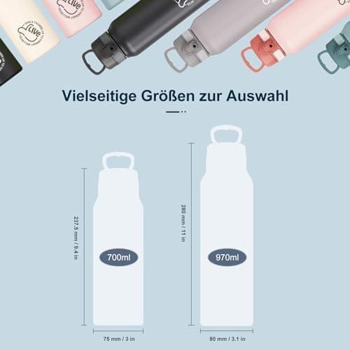 Thermosflasche UZSPACE Waldgrün Kinder 700ml Isolierte Edelstahl Trinkflasche 100% Auslaufsicher Outdoor Fitness Schule