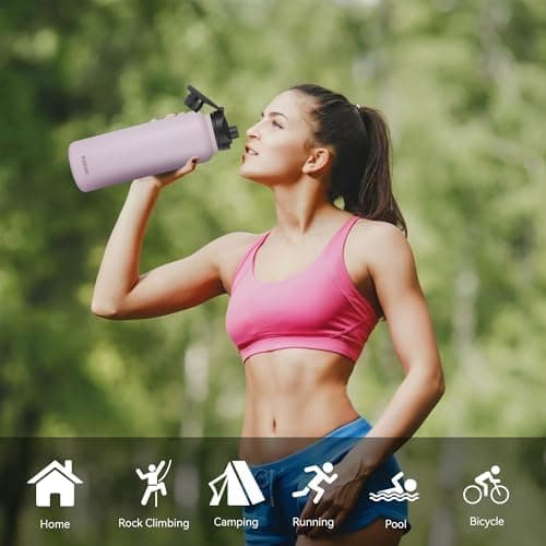 Edelstahl Trinkflasche 1.2L BPAfrei-Thermoskanne-Vakuum Doppelwandisolierung für Sport Campings-Reise-Kohlensäure Geeign