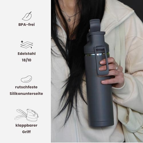 OISIZ Isolierte Edelstahl Trinkflasche 720ml für Outdoor Aktivitäten und Sport 100% auslaufsicher mit Vakuum-Technologie