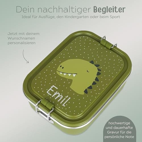 Wunderwunsch TRIXIE Edelstahl Lunchbox für Kinder, individuell mit deinem Namen persönliche Fuchslunchbox, perfekt zur E