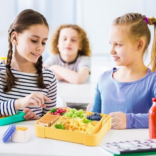 Kinder Brotdose WuGU 5-Fach Auslauf Sicher 1300 ml Grüne Lunchbox für Schule und Ausflüge
