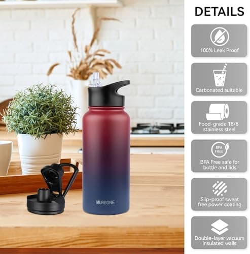 Edelstahl Trinkflasche 1.2L BPAfrei-Thermoskanne-Vakuum Doppelwandisolierung für Sport Campings-Reise-Kohlensäure Geeign