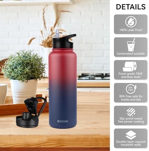 Edelstahl Trinkflasche 1.2L BPAfrei-Thermoskanne-Vakuum Doppelwandisolierung für Sport Campings-Reise-Kohlensäure Geeign