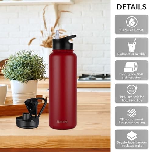 Edelstahl Trinkflasche 1.2L BPAfrei-Thermoskanne-Vakuum Doppelwandisolierung für Sport Campings-Reise-Kohlensäure Geeign