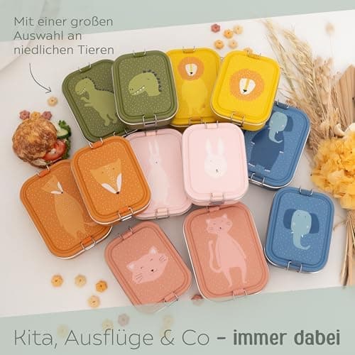 Wunderwunsch TRIXIE Edelstahl Lunchbox für Kinder, individuell mit deinem Namen persönliche Fuchslunchbox, perfekt zur E