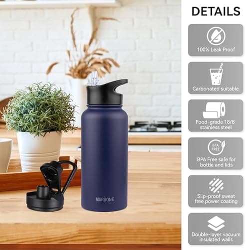 Edelstahl Trinkflasche 1.2L BPAfrei-Thermoskanne-Vakuum Doppelwandisolierung für Sport Campings-Reise-Kohlensäure Geeign