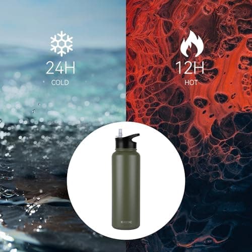 Edelstahl Trinkflasche 1.2L BPAfrei-Thermoskanne-Vakuum Doppelwandisolierung für Sport Campings-Reise-Kohlensäure Geeign