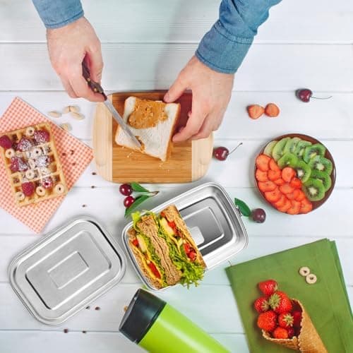 Kinder Brotdose WuGU 5-Fach Auslauf Sicher 1300 ml Grüne Lunchbox für Schule und Ausflüge