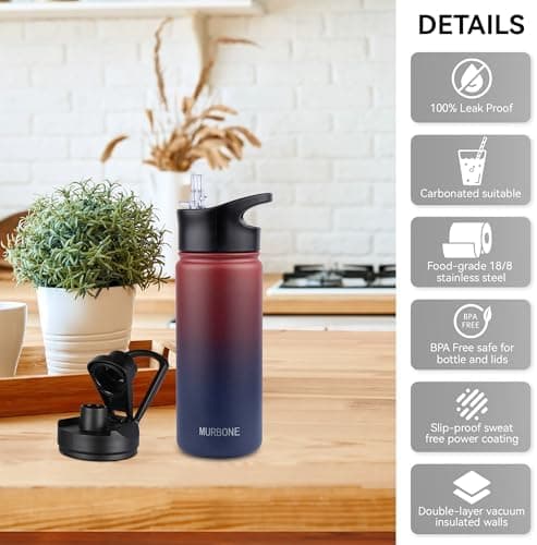 Edelstahl Trinkflasche 1.2L BPAfrei-Thermoskanne-Vakuum Doppelwandisolierung für Sport Campings-Reise-Kohlensäure Geeign