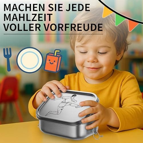 REKITA Edelstahl Brotdose Kind er mit Fächern - Personalisierte Lunchbox für Schule, Ausflüge und Jausen, 850ML Vesperdo