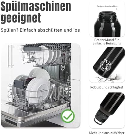 UZSPACE Kinder Trinkflasche 600ml - Sportlich, Auslaufsicher & Spülmaschinenfest zur Schule und Outdoor aktivarten für M