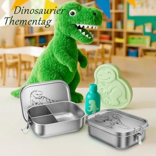 REKITA Edelstahl Brotdose Kind er mit Fächern - Personalisierte Lunchbox für Schule, Ausflüge und Jausen, 850ML Vesperdo