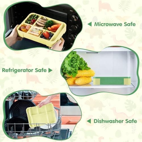Kinder Brotdose WuGU 5-Fach Auslauf Sicher 1300 ml Grüne Lunchbox für Schule und Ausflüge