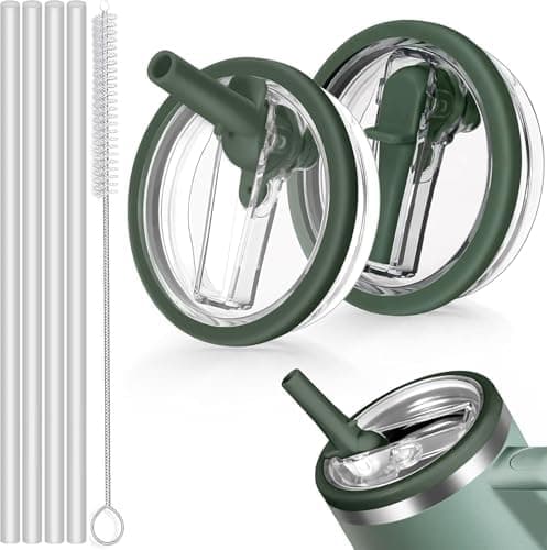 Sunshine Smile - Auslaufsicherer Ersatzdeckel für Stanley Cup Becher 40oz + 4 Trinkhalme + Strohhalm Bürste | Für Zubeah