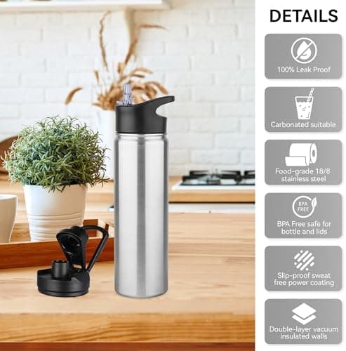 Edelstahl Trinkflasche 1.2L BPAfrei-Thermoskanne-Vakuum Doppelwandisolierung für Sport Campings-Reise-Kohlensäure Geeign