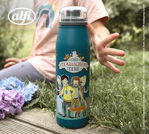 ALFI Kids ISO BOTTLE 350ml - Idas Schule der Magischen Tiere - Isoliertrinkflasche Kinder Edelstahl - hält 12 Stunden he