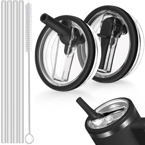 Sunshine Smile - Auslaufsicherer Ersatzdeckel für Stanley Cup Becher 40oz + 4 Trinkhalme + Strohhalm Bürste | Für Zubeah