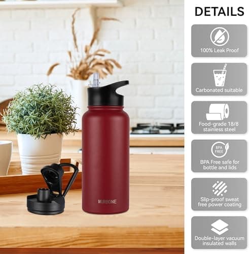 Edelstahl Trinkflasche 1.2L BPAfrei-Thermoskanne-Vakuum Doppelwandisolierung für Sport Campings-Reise-Kohlensäure Geeign