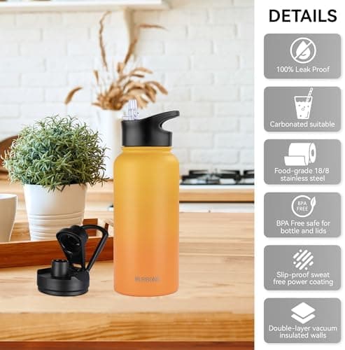 Edelstahl Trinkflasche 1.2L BPAfrei-Thermoskanne-Vakuum Doppelwandisolierung für Sport Campings-Reise-Kohlensäure Geeign