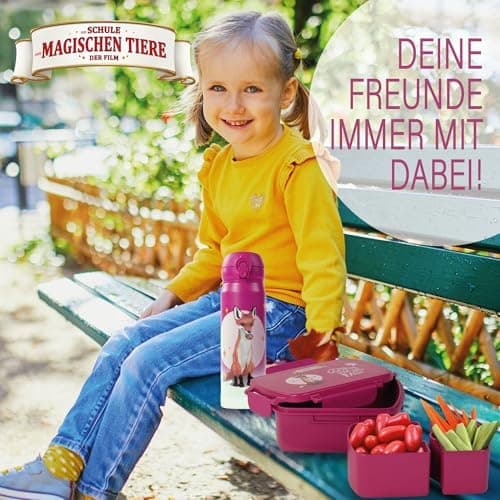 AWAVE Henrietta Snackbox Brotdose Kinder rPET Grün – Unterteilung, Auslaufsicher, Pausenbox für Schule und Picknick