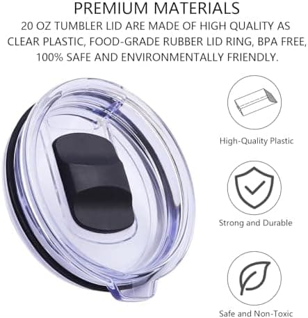 Dokeno transparente Ersatzdeckel für Becher (2 Stück 850 ML, Reiseversandsafe, Magneßschaltlatch, Schwarz) (B)  
Dokeno