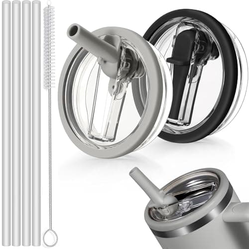 Sunshine Smile - Auslaufsicherer Ersatzdeckel für Stanley Cup Becher 40oz + 4 Trinkhalme + Strohhalm Bürste | Für Zubeah