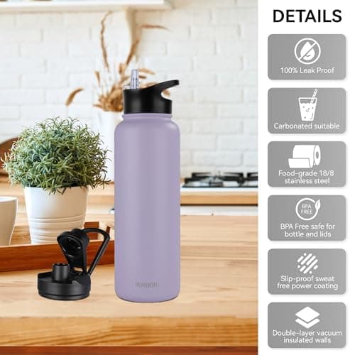 Edelstahl Trinkflasche 1.2L BPAfrei-Thermoskanne-Vakuum Doppelwandisolierung für Sport Campings-Reise-Kohlensäure Geeign