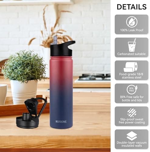 Edelstahl Trinkflasche 1.2L BPAfrei-Thermoskanne-Vakuum Doppelwandisolierung für Sport Campings-Reise-Kohlensäure Geeign