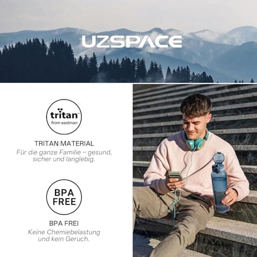 UZSPACE Kinder Trinkflasche 600ml - Sportlich, Auslaufsicher & Spülmaschinenfest zur Schule und Outdoor aktivarten für M