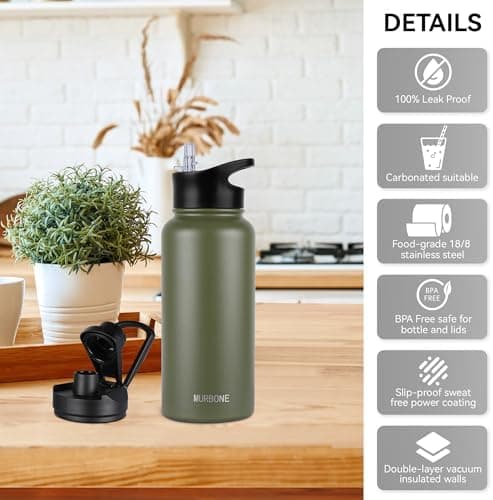 Edelstahl Trinkflasche 1.2L BPAfrei-Thermoskanne-Vakuum Doppelwandisolierung für Sport Campings-Reise-Kohlensäure Geeign