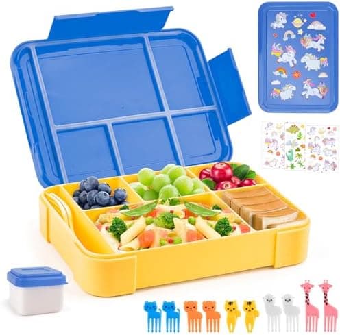 Kinder Brotdose WuGU 5-Fach Auslauf Sicher 1300 ml Grüne Lunchbox für Schule und Ausflüge