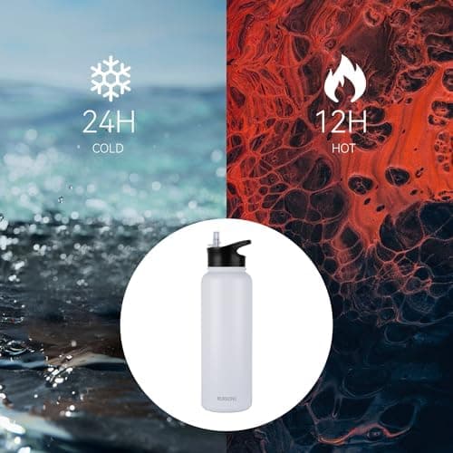 Edelstahl Trinkflasche 1.2L BPAfrei-Thermoskanne-Vakuum Doppelwandisolierung für Sport Campings-Reise-Kohlensäure Geeign
