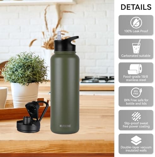 Edelstahl Trinkflasche 1.2L BPAfrei-Thermoskanne-Vakuum Doppelwandisolierung für Sport Campings-Reise-Kohlensäure Geeign