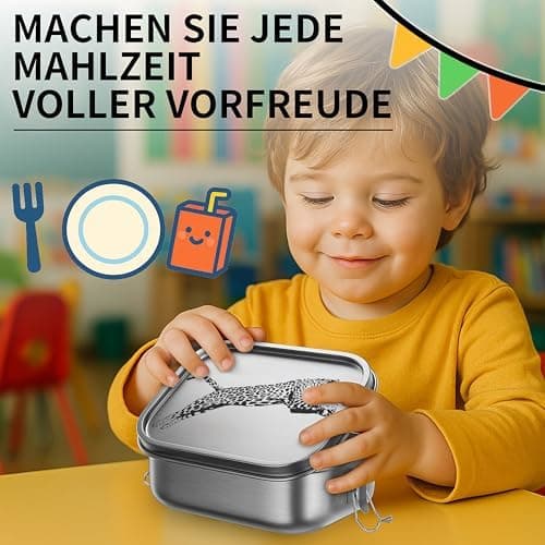 REKITA Edelstahl Brotdose Kind er mit Fächern - Personalisierte Lunchbox für Schule, Ausflüge und Jausen, 850ML Vesperdo