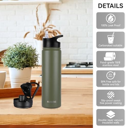 Edelstahl Trinkflasche 1.2L BPAfrei-Thermoskanne-Vakuum Doppelwandisolierung für Sport Campings-Reise-Kohlensäure Geeign