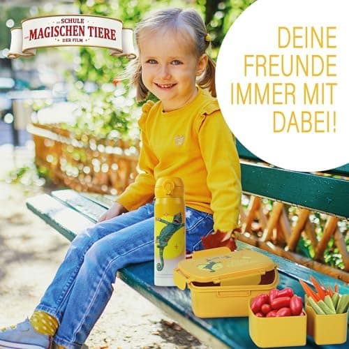 AWAVE Henrietta Snackbox Brotdose Kinder rPET Grün – Unterteilung, Auslaufsicher, Pausenbox für Schule und Picknick