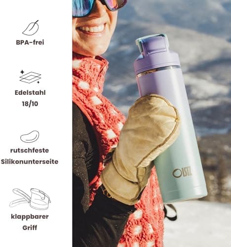 OISIZ Isolierte Edelstahl Trinkflasche 720ml für Outdoor Aktivitäten und Sport 100% auslaufsicher mit Vakuum-Technologie